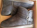 冬季新款雪地靴子男士真皮短筒冬季保暖防滑加厚羊毛東北大碼棉鞋 黑色 41 曬單實(shí)拍圖