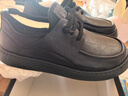 他她（TATA）秋商場(chǎng)同款純色舒適百搭休閑皮鞋男新款OCD10CM5 黑色 39 曬單實(shí)拍圖