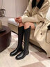 晟霆大碼不過(guò)膝長(cháng)靴女2025秋冬新款真皮長(cháng)筒靴加絨平底寬肥顯瘦騎士靴 黑色 單 加加大筒圍 37 曬單實(shí)拍圖