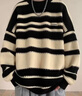 黑白條紋圓領(lǐng)毛衣男秋冬季日系情侶毛線(xiàn)衣潮寬松慵懶風(fēng)打底針織衫 MY604黑色 【特價(jià)清倉】 L 【重磅升級版】 曬單實(shí)拍圖