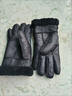 恒源祥真羊皮毛一體手套男防寒防水騎車(chē)加絨加厚長(cháng)款分指純羊皮保暖男 黑色卡子款 均碼 曬單實(shí)拍圖