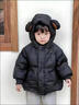 G.duck新品 兒童羽絨服男女童加厚短款棉襖新款小童寶寶卡通保暖冬外套 黑色 100 cm 建議身高90CM左右 曬單實(shí)拍圖