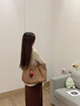 星昔秋冬新款上班通勤大容量托特包2025女式休閑簡(jiǎn)約百搭ins單肩包 卡其色絨面復古包（無(wú)掛件） 曬單實(shí)拍圖