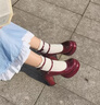 GIOIO高跟鞋女2025新款紅色法式厚底瑪麗珍鞋粗跟防水臺單鞋婚禮禮服鞋 酒紅色 37 曬單實(shí)拍圖
