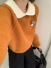 乖米豆甜美可愛(ài)淑女風(fēng)小翻領(lǐng)毛衣2025秋冬季新款韓版百搭休閑顯瘦針織衫 桔紅色 M 建議95-110斤 曬單實(shí)拍圖