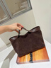 viney牛皮手提包包女包品牌斜挎包高檔生日新年禮物送女友老婆 【咖啡色】實(shí)用絨面單肩大包 大容量通勤時(shí)尚輕奢百搭托特包 曬單實(shí)拍圖