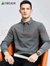 杉杉（FIRS）牛津紡龜背男裝長(cháng)袖T恤男易穿搭秋季新款平紋刺繡POLO通勤衫808 黑灰 L (175) 曬單實(shí)拍圖