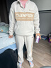 Champion【套裝】冠軍男女兒童裝2025秋季新款日常運動(dòng)加絨衛衣長(cháng)褲兩件套 曬單實(shí)拍圖