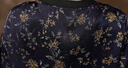 齊黛（QUEDIT）重磅真絲長(cháng)袖T恤上衣女大碼彈力緞面印花桑蠶絲高端時(shí)尚中年 墨藍繁花 2XL 推薦130-140斤 曬單實(shí)拍圖