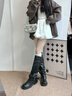 瑜尚臻品騎士靴長(cháng)筒靴女冬季新款雪地靴厚底高筒靴子胖mm大筒圍粗腿褲管靴 黑色 37 曬單實(shí)拍圖