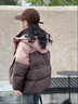 G.duck女童白鴨絨羽絨服冬季2025新款洋氣中大兒童加厚拼色中長(cháng)款外套潮 粉拼咖【加厚棉服】 160 cm 曬單實(shí)拍圖