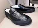 維絲圖西品牌豆豆鞋男潮流素面純皮男士休閑皮鞋日常百搭一腳蹬厚底樂(lè )福鞋 黑色 38 曬單實(shí)拍圖