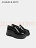 CHARLES&KEITH25冬季新品圓頭厚底樂(lè )福鞋一腳蹬單鞋新年禮物送女友CK1-70381161 Black Box黑色 38 （245） 曬單實(shí)拍圖