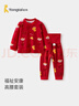 童泰（TONGTAI）寶寶秋衣套裝春秋季純棉兒童內衣男童女童秋褲新年衣服紅色100cm 曬單實(shí)拍圖