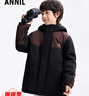 安奈兒（Annil）安奈兒童裝男童中長(cháng)款棉衣2025冬新款 黑色 160 曬單實(shí)拍圖