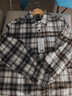 Lee25秋冬新品舒適版翻領(lǐng)黑棕拼色格紋設計男女同款長(cháng)袖襯衫 曬單實(shí)拍圖