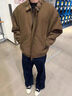 MAYBEYOND美式翻領(lǐng)夾克男春季休閑酷帥假兩件百搭高級感外套MW11咖色L 曬單實(shí)拍圖