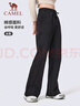 駱駝（CAMEL）運動(dòng)褲女休閑透氣微喇修身針織衛褲子 J25CAV6016，幻影黑，女 M 曬單實(shí)拍圖