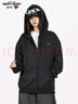 查爾斯桃心【王楚然同款】加絨開(kāi)衫連帽衛衣男女簡(jiǎn)約上衣休閑外套黑色L 曬單實(shí)拍圖