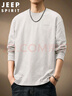JEEP SPIRIT吉普刺繡竹節棉長(cháng)袖T恤男秋冬季日系復古寬松打底衫男 白色 XL 曬單實(shí)拍圖