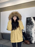 鴨鴨2025冬季新款貉子大毛領(lǐng)中長(cháng)款羽絨服女外套工裝男女情侶加厚連帽 黃色 S 90-110斤 曬單實(shí)拍圖