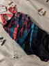 速比濤（Speedo）兒童泳衣泳敢系列絢爛印花青少年防曬連體泳衣女童 黑/藍 9-10 曬單實(shí)拍圖