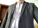 皮爾卡丹（pierre cardin）毛呢休閑小西裝外套春秋季韓版單西上衣商務(wù)男高級感痞帥男款西服 深灰色 3XL 建議【160-180斤】 曬單實(shí)拍圖