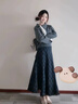 溫格芳連衣裙女2025秋冬新款韓系穿搭復古時(shí)尚套裝高級感氣質(zhì)格紋長(cháng)裙子 灰色針織上衣+格子半身裙 M 曬單實(shí)拍圖