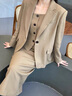ROEYSHOUSE羅衣高級通勤西裝外套秋冬裝新款時(shí)尚職業(yè)修身西服套裝10135 卡其色 （外套） M 曬單實(shí)拍圖