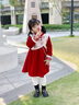 G.duck小黃鴨童裝拜年服女童連衣裙秋冬季兒童加絨裙子中式唐裝公主裙女 紅色 140 建議130-140cm9-10歲cm 曬單實(shí)拍圖