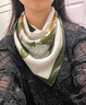 恒源祥女士磁吸扣真絲方巾三角絲巾女士領(lǐng)巾洋氣圍巾印花媽媽款圍脖 旗艦清新藍蓮花 曬單實(shí)拍圖