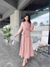 OLJ高檔品牌連衣裙女2025年秋冬新款氣質(zhì)收腰時(shí)尚顯瘦喜宴兩件套裙子 粉色 M 建議110斤以?xún)?曬單實(shí)拍圖