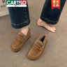 卡帝樂(lè )鱷魚(yú)（CARTELO）加絨勃肯鞋女加絨女鞋2026新款冬季樂(lè )福毛毛鞋豆豆鞋懶人博肯棉鞋 棕色 39 曬單實(shí)拍圖