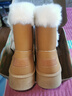 百麗弋沅雪地靴女鞋厚底防滑2025冬季新款加絨加厚增高牛角扣東北中筒棉鞋 栗色升級款 40 (250mm) 曬單實(shí)拍圖