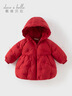戴維貝拉紅色羽絨服女童冬季加厚兒童中長(cháng)款外套女孩新年拜年服 曬單實(shí)拍圖