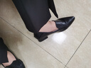 啄木鳥(niǎo)軟皮中跟單鞋女新款粗跟尖頭真皮一腳蹬女鞋2025年秋女士小皮鞋 黑色 39 曬單實(shí)拍圖