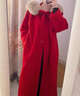 NKNG紅色狐貍毛領(lǐng)雙面羊毛大衣女2025年新款冬日千金穿搭毛呢外套 紅色 禮盒包裝 S 【105-115斤】 曬單實(shí)拍圖