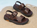 紅蜻蜓男涼鞋夏款男士沙灘鞋經(jīng)典款男涼鞋輕便兩穿皮涼鞋外穿休閑男涼鞋 棕色升級版 40 曬單實(shí)拍圖