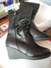 百麗踏時(shí)尚馬丁靴女2025冬新款加絨加厚保暖靴子韓版平底中筒短靴棉靴女 黑色單里【坡跟款】 42 正碼 曬單實(shí)拍圖