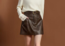 三彩2025冬季新款皮裙半身裙高腰A字裙短裙復古摩登M 紅棕色 S 155/64A 曬單實(shí)拍圖