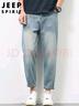 JEEP SPIRIT吉普牛仔褲男秋季高街休閑褲子男士水洗小腳九分褲 藍色 29 曬單實(shí)拍圖