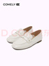 康莉（COMELY）低跟樂(lè )福鞋女春季新款羊皮復古平底真皮小皮鞋通勤單鞋 奶油白 37 曬單實(shí)拍圖