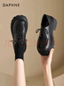 達芙妮厚底樂(lè )福鞋女2025新款復古系帶單鞋百搭黑色英倫風(fēng)小皮鞋通勤女鞋 黑色【柔軟經(jīng)典款】 5.5cm跟高 38 (240mm) 曬單實(shí)拍圖
