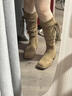 邦帛世流蘇騎士靴女軟皮版顯瘦堆堆中筒靴女復古廢土風(fēng)粗跟不過(guò)膝長(cháng)筒靴 流蘇騎士長(cháng)筒靴【廢土棕】 單層 5cm 36 曬單實(shí)拍圖