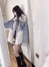 粟茝牛仔皮草拼接外套2025冬新款狐貍毛年輕派克羽絨服女寬松加厚大衣 牛仔藍 S 建議120斤內 曬單實(shí)拍圖