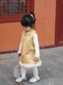 班喜迪女童連衣裙冬裝寶寶公主裙套裝周歲禮服兒童國風(fēng)旗袍裙拜年服秋冬 黃色 90 曬單實(shí)拍圖
