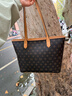 稻草人女包托特包女大容量新款單肩包高級感小眾通勤輕奢老花百搭大包 啡色 曬單實(shí)拍圖