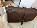 裘真復古001郵差包女單肩通勤大容量斜挎包植鞣頭層牛皮包 咖啡色-大號 曬單實(shí)拍圖