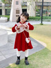 G.duck小黃鴨童裝拜年服女童連衣裙秋冬季兒童加絨裙子中式唐裝公主裙女 紅色 140 建議130-140cm9-10歲cm 曬單實(shí)拍圖