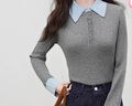 朵以2025冬季新款休閑氣質(zhì)半門(mén)襟撞色Polo領(lǐng)針織衫修身假兩件毛衣 花灰 L 曬單實(shí)拍圖